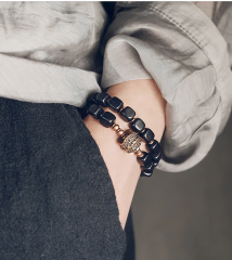 Bakır Ve Küp Abanoz Boncuk  Bileklik