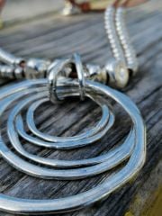 Ntk-217 Deri Kordon  Gümüş  Halka Kolye