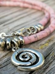 Ntak-223 Pembe  Afgan Gümüş Reiki  Kolye