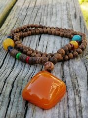 Kehribar Uçlu Mala Kolye