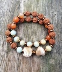 Ntb-232 Katmanlı Tohum Sedef Akik Yılan Taşı Bileklik